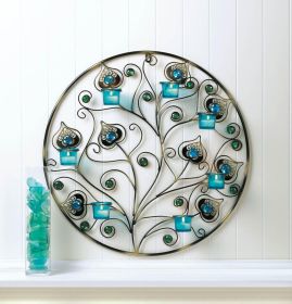 Peacock Feather Circular Wall Sconce - Stunning Home Decor Accent