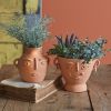 Abstract Face Terra Cotta Planter