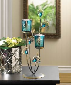 Peacock Plume Candle Holder